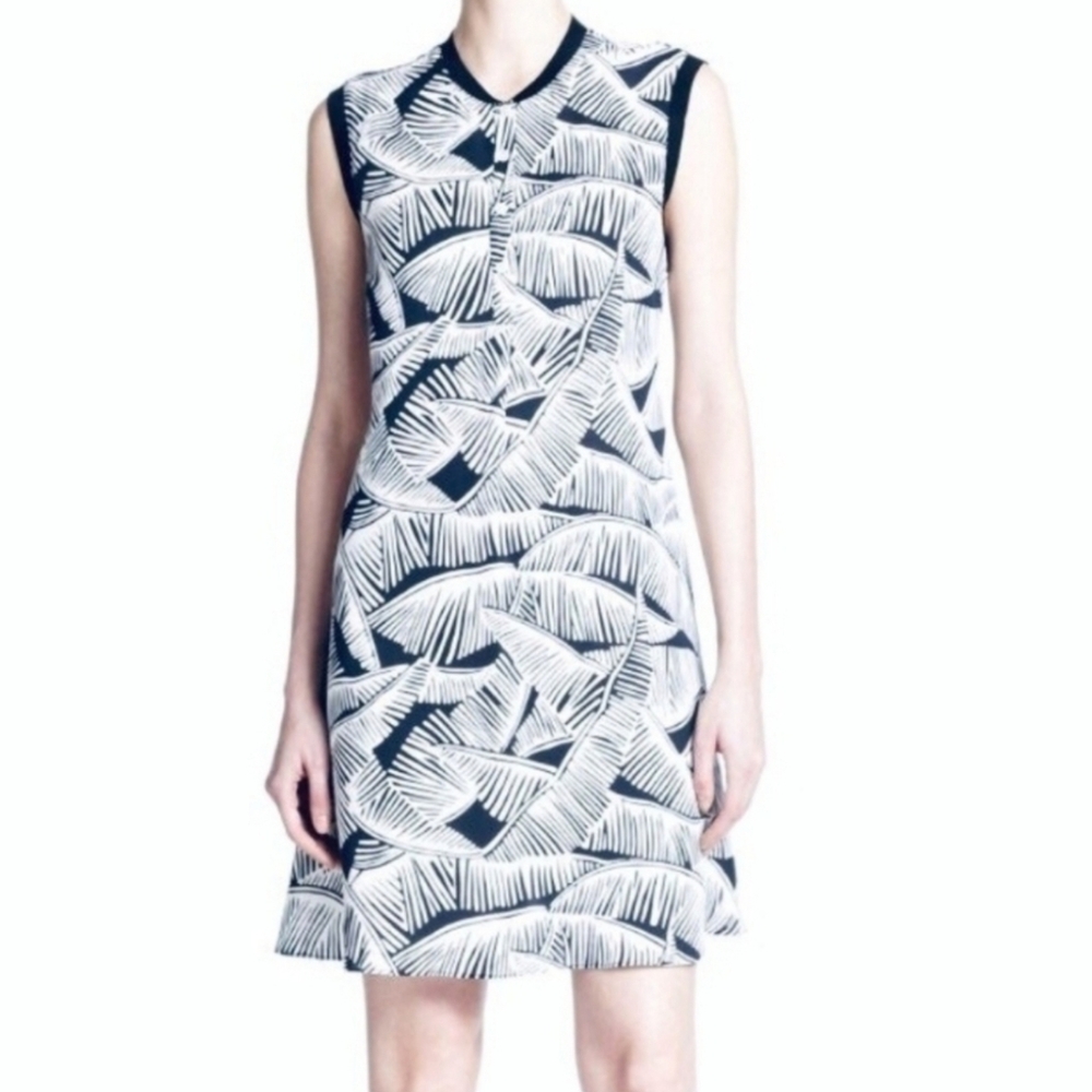Theory Silk Loreese Palm Tree Print Dress